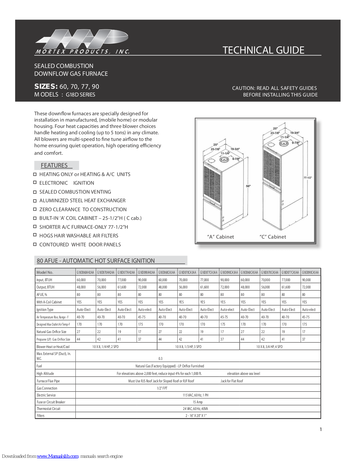 MORTEX G18D070AH2AA, G18D090CA3AA, G18D070CA3AA, G18D077CA3AA, G18D077AH2AA Technical Manual