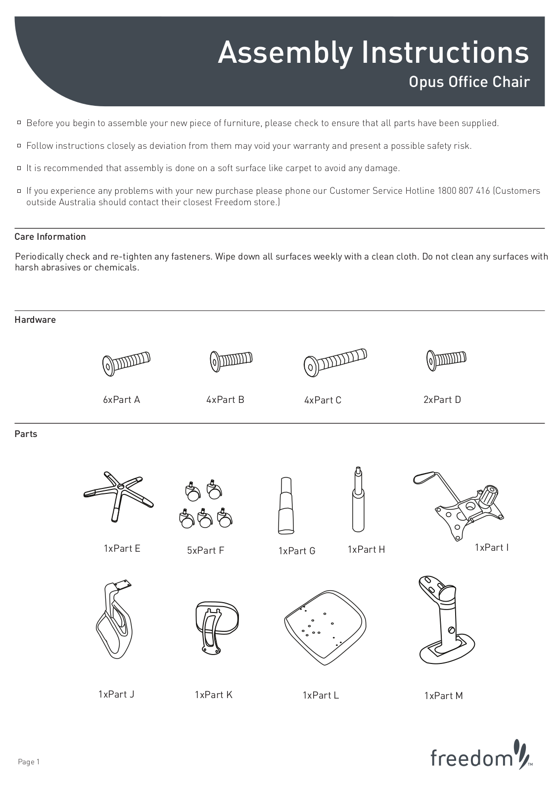 Freedom Opus Office Chair Assembly Instruction - ManualMachine.com