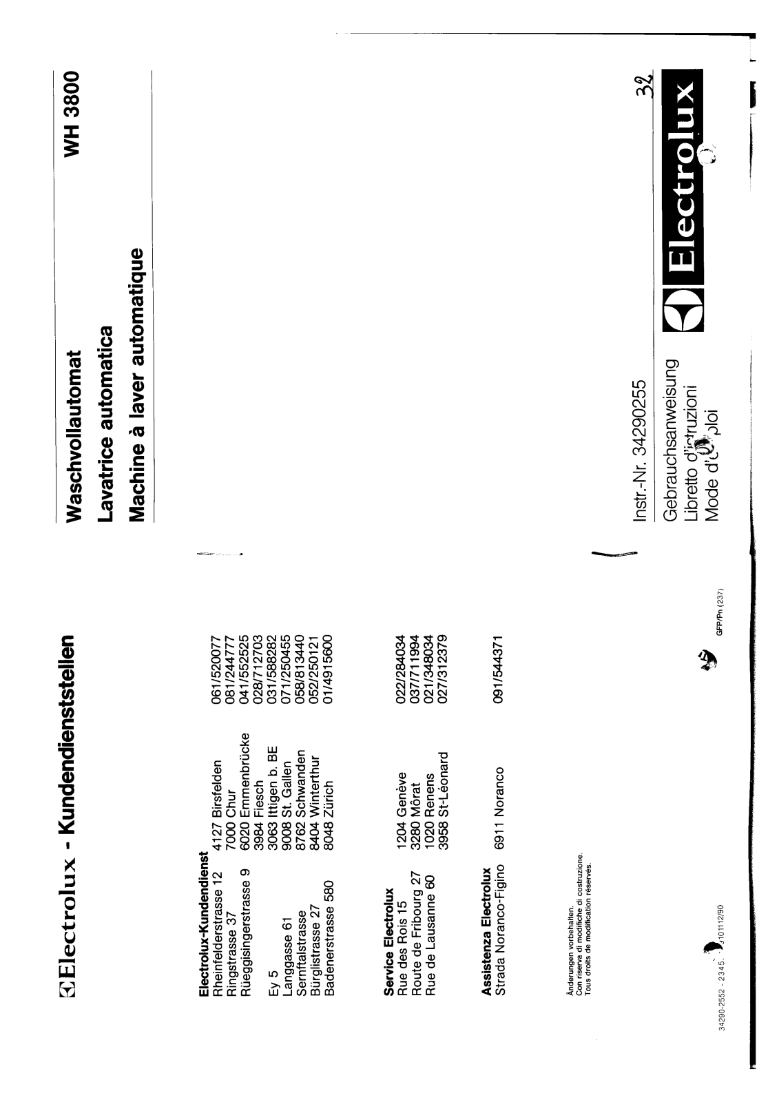 AEG-Electrolux WH3800 User Manual