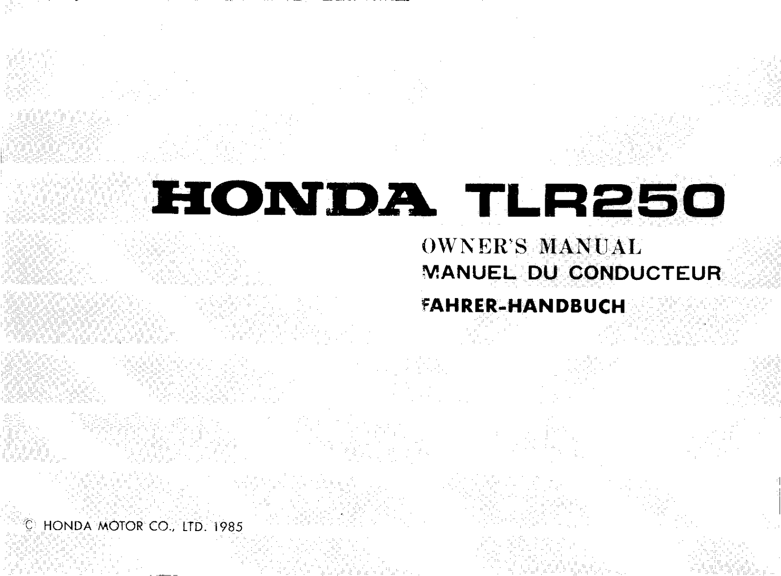 Honda TLR250 1985 Owner's Manual