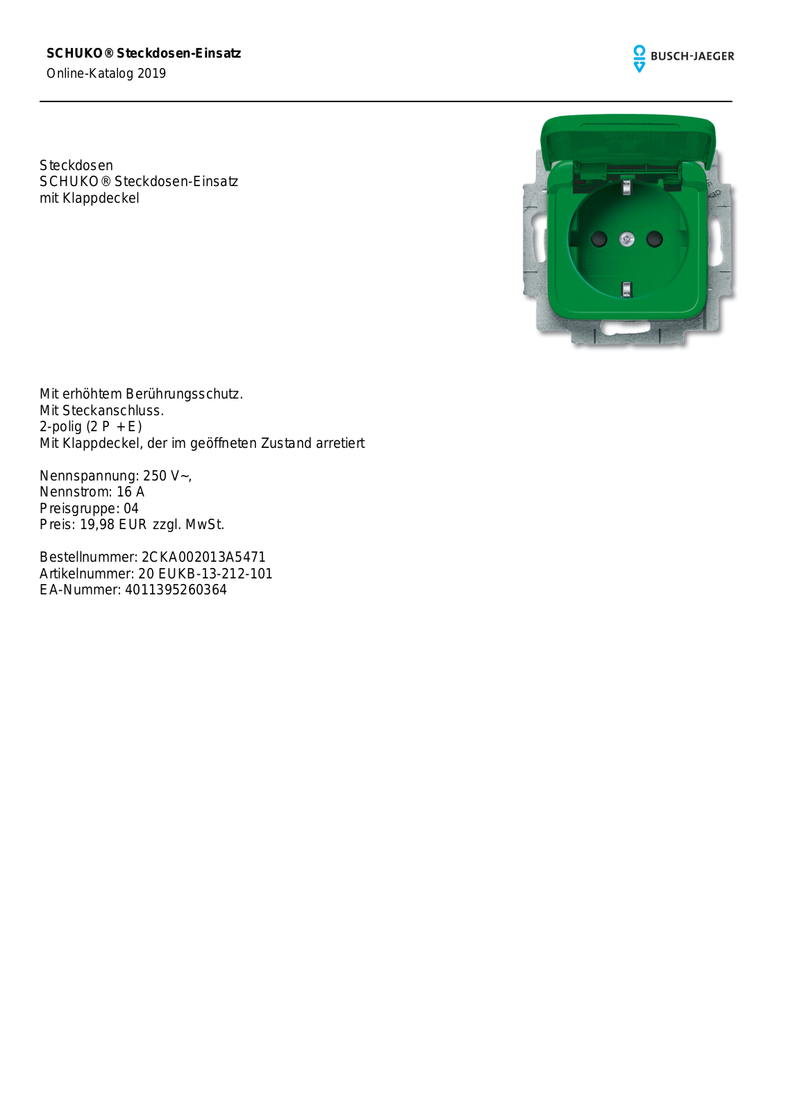 Busch-Jaeger 20 EUKB-13-212-101 User Manual