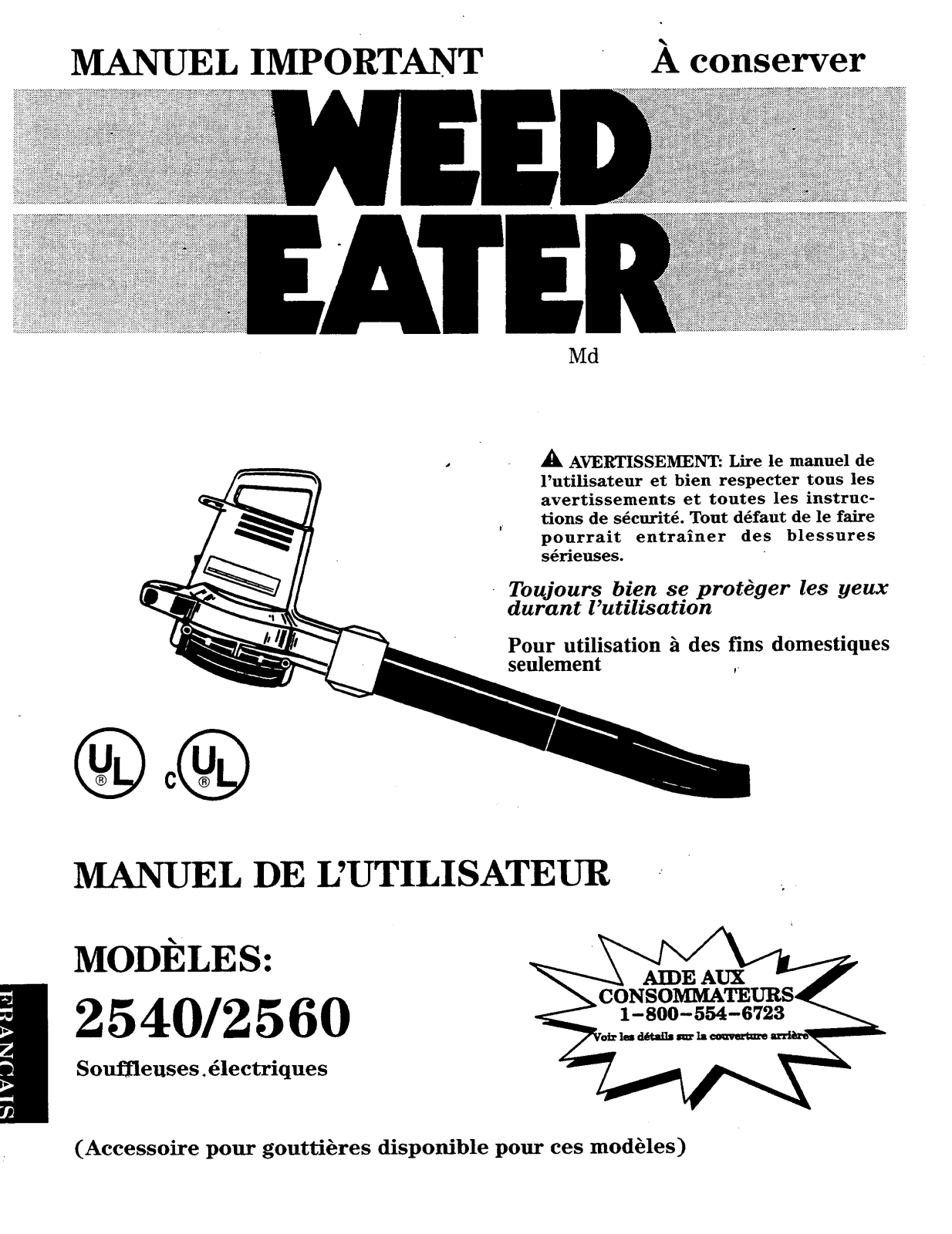 WEED EATER 2540 2560 User Manual