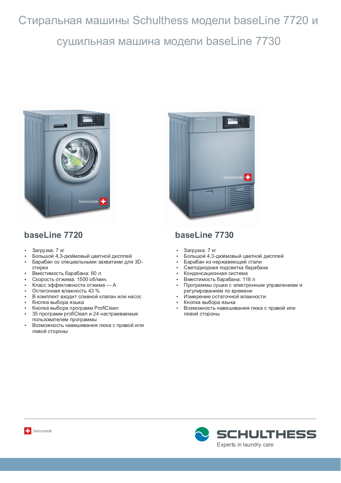 Schulthess baseLine 7720, baseLine 7730 Datasheet