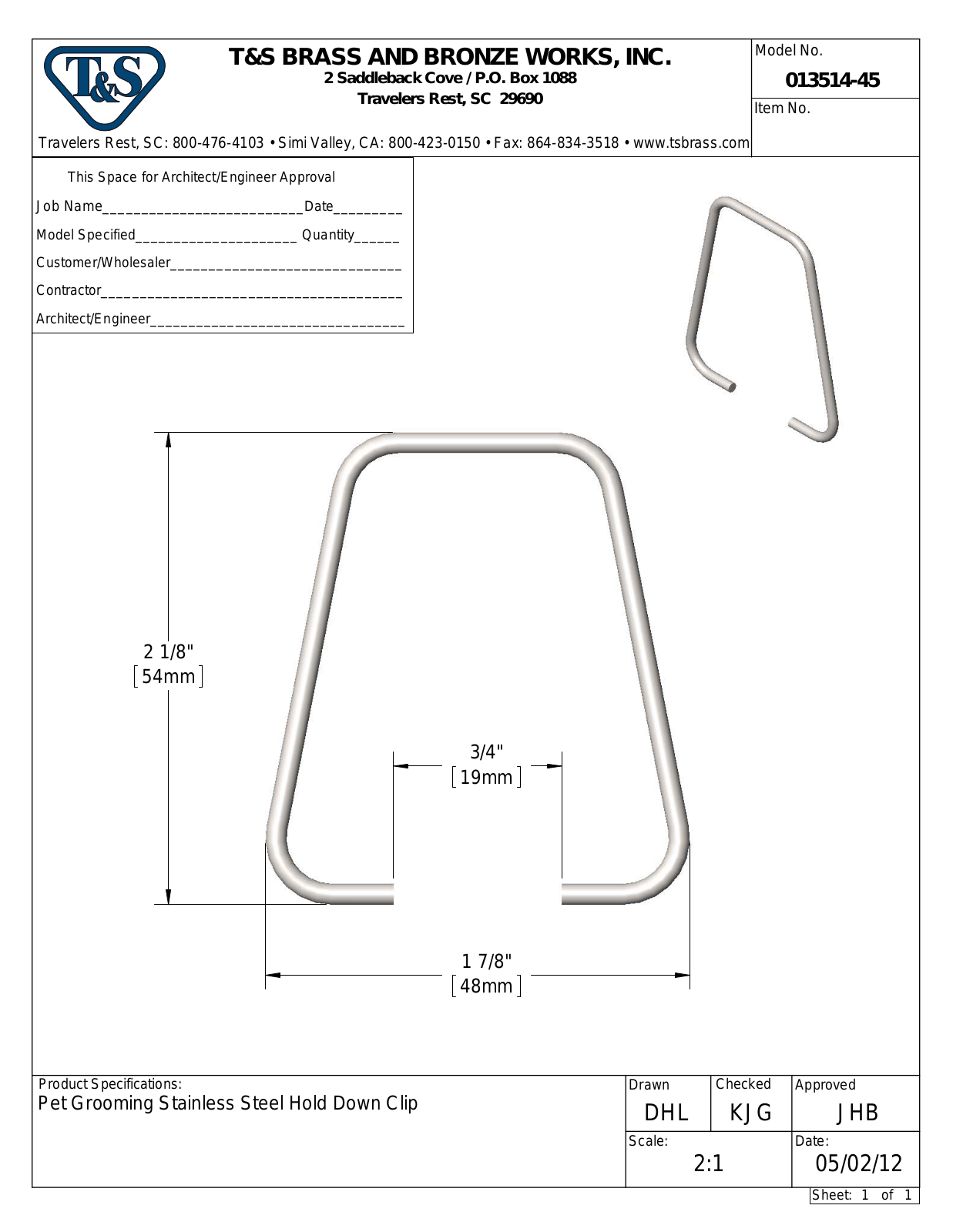 T&S Brass 013514-45 User Manual