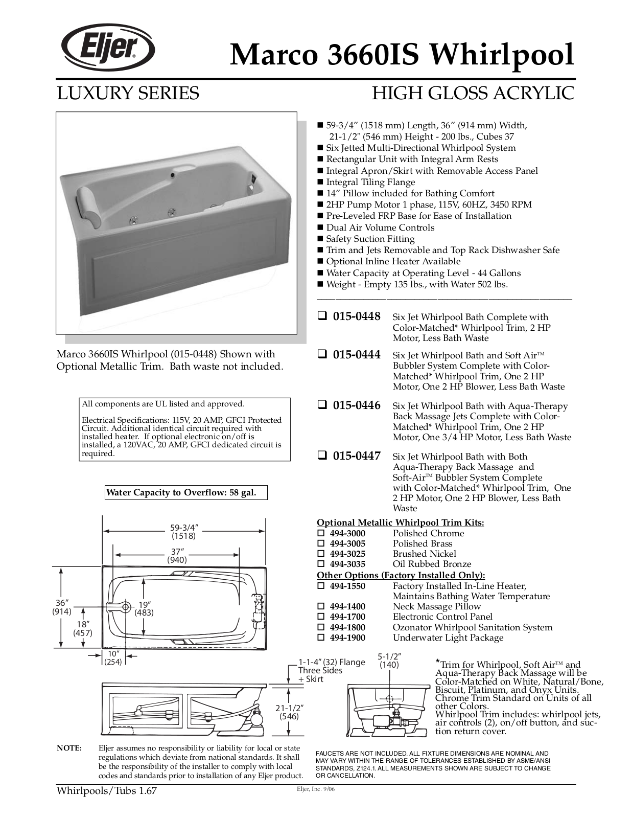 American Standard 3660IS User Manual