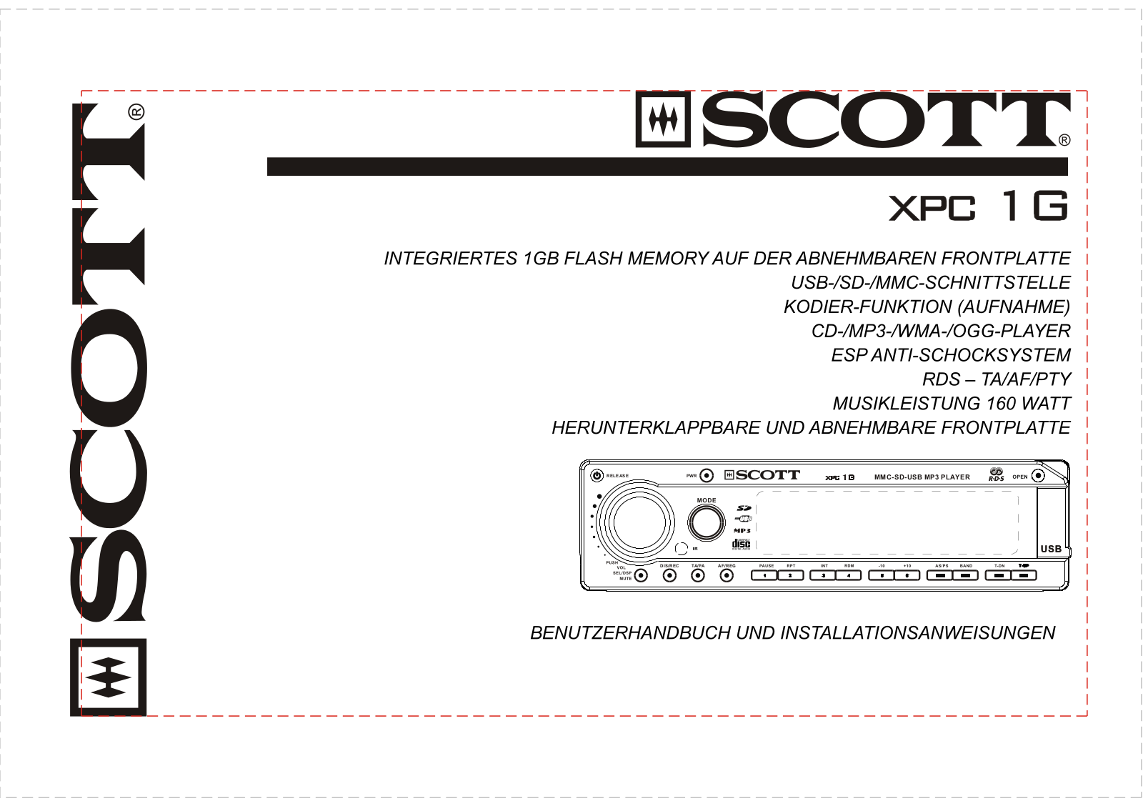 Scott XPC1G USER MANUAL AND INSTALLATION INSTRUCTIONS