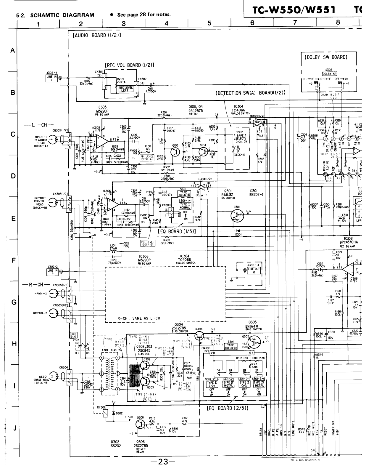 Sony TCW-551, TCW-550 Schematic