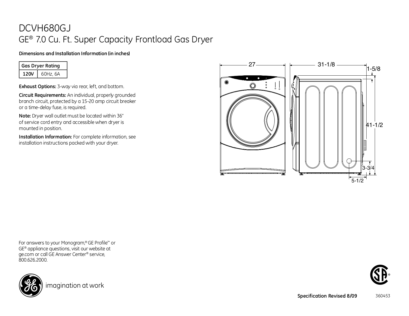 GE DCVH680GJMV, DCVH680GJMS, DCVH680GJMR, DCVH680GJWW, DCVH680GJBB User Manual