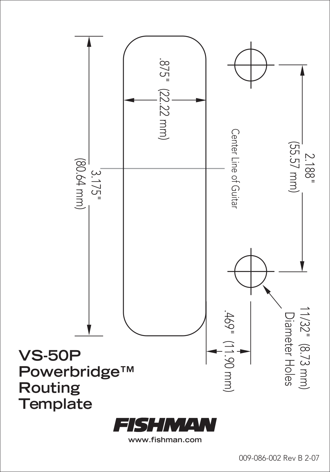 Fishman VS-50P POWERBRIDGE ROUTING TEMPLATE