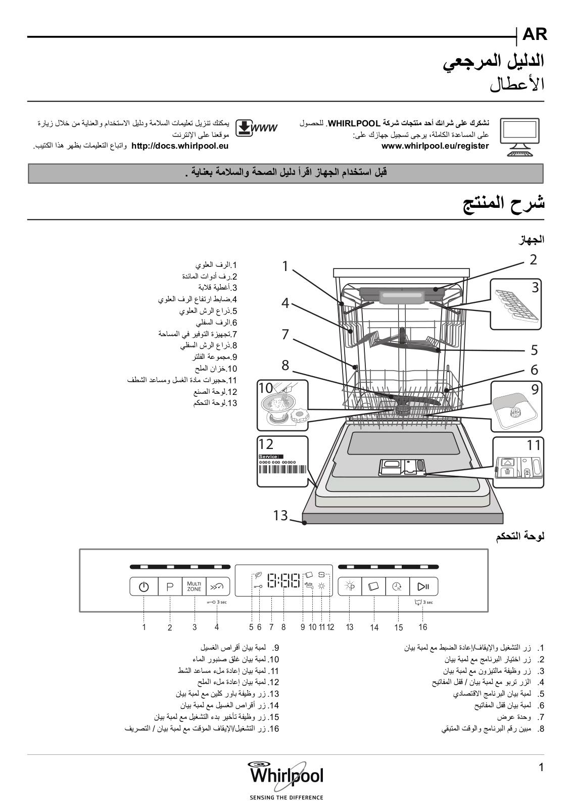 WHIRLPOOL WFO 3T123 PL X 60HZ Daily Reference Guide