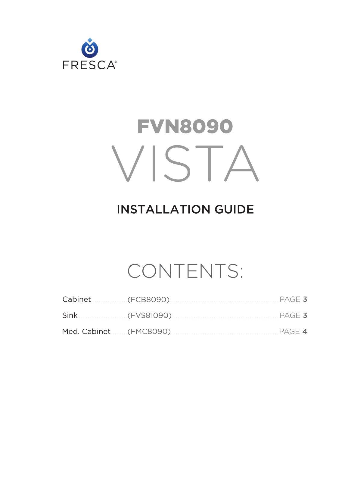 Fresca FCB8090WHI Installation Manual