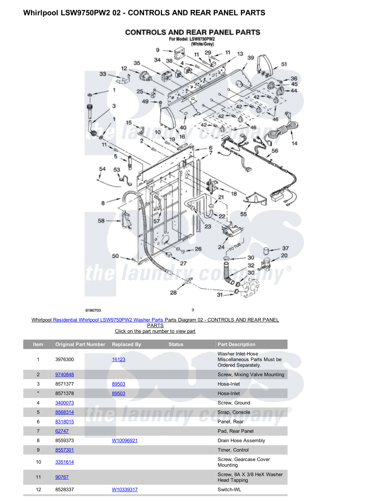 Whirlpool LSW9750PW2 Parts Diagram