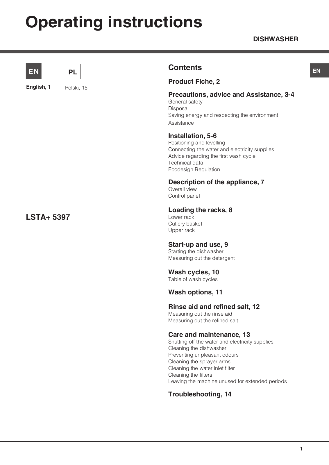 Hotpoint LSTA 5397 X User Manual