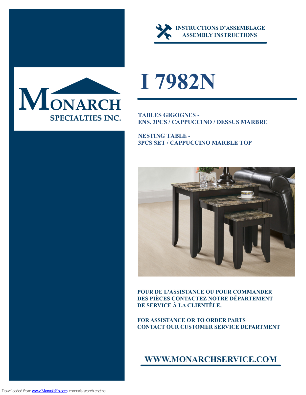 Monarch Specialties I 7982N Assembly Instructions Manual