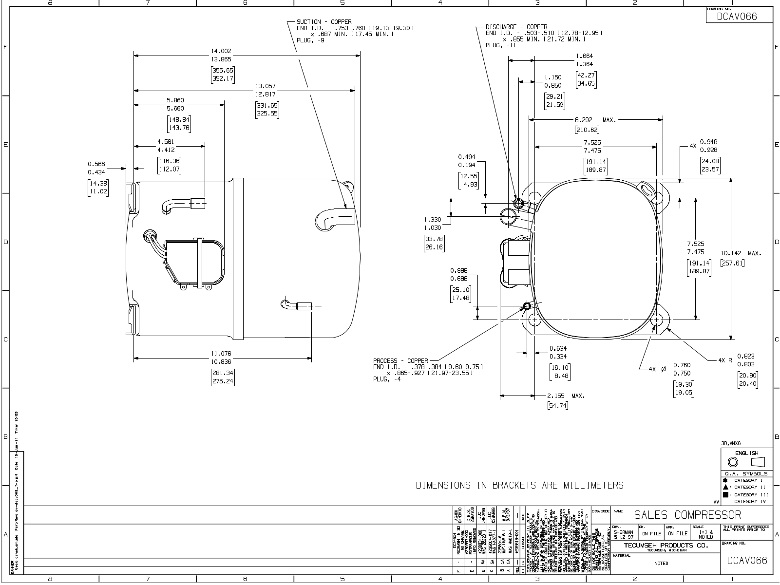 Tecumseh AVA2490ZXG, AVA9528ZXN Drawing Data