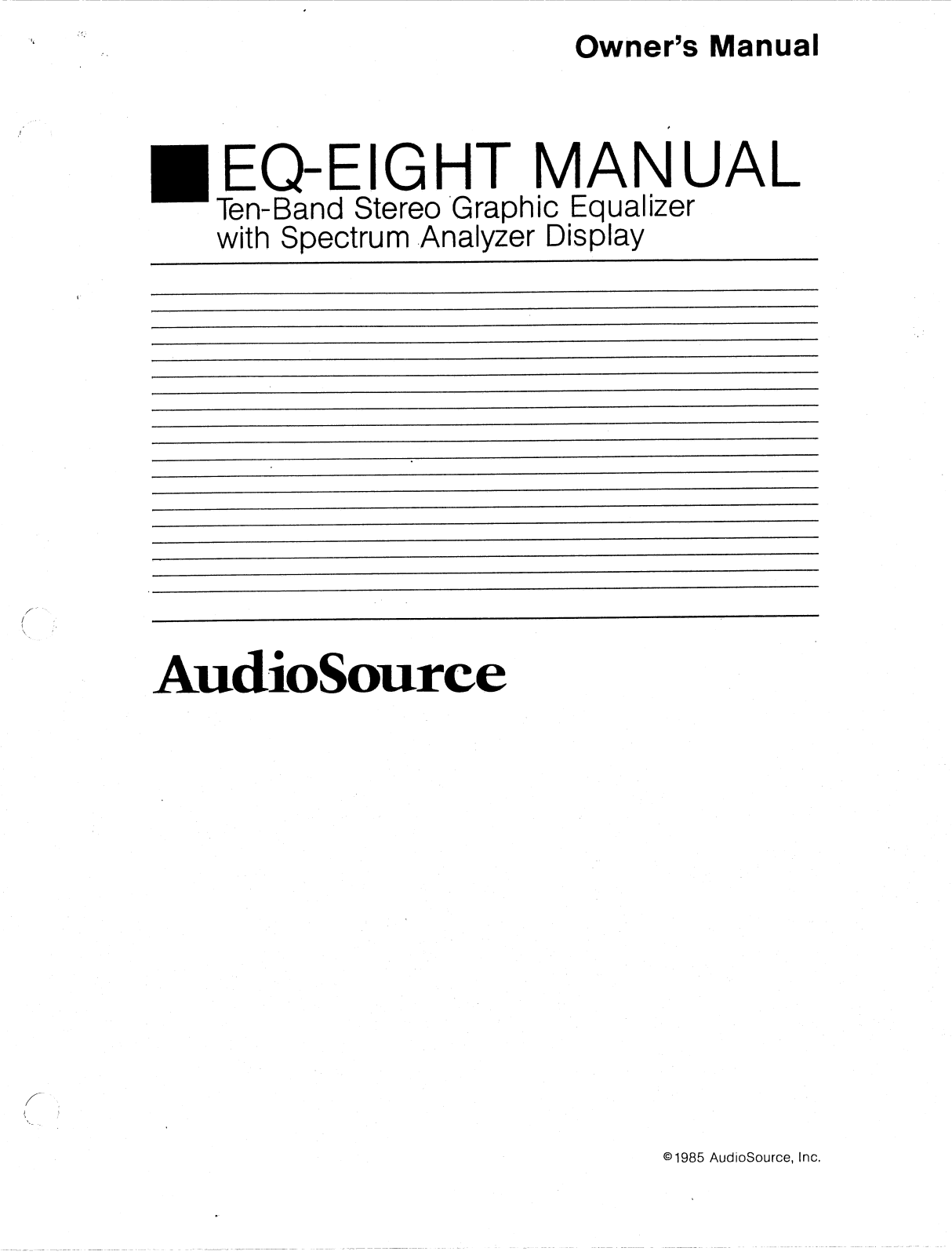 AudioSource EQ 200 User Manual 2