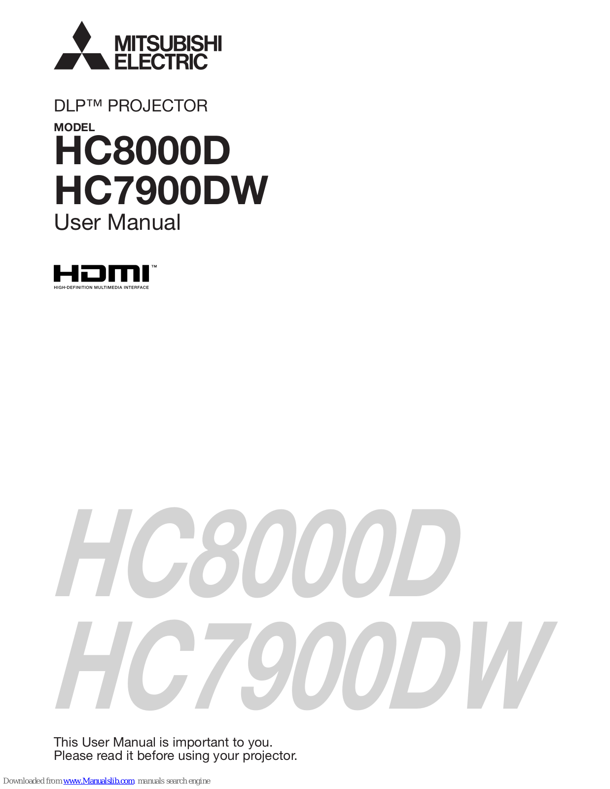 Mitsubishi Electric HC8000D, HC7900DW User Manual