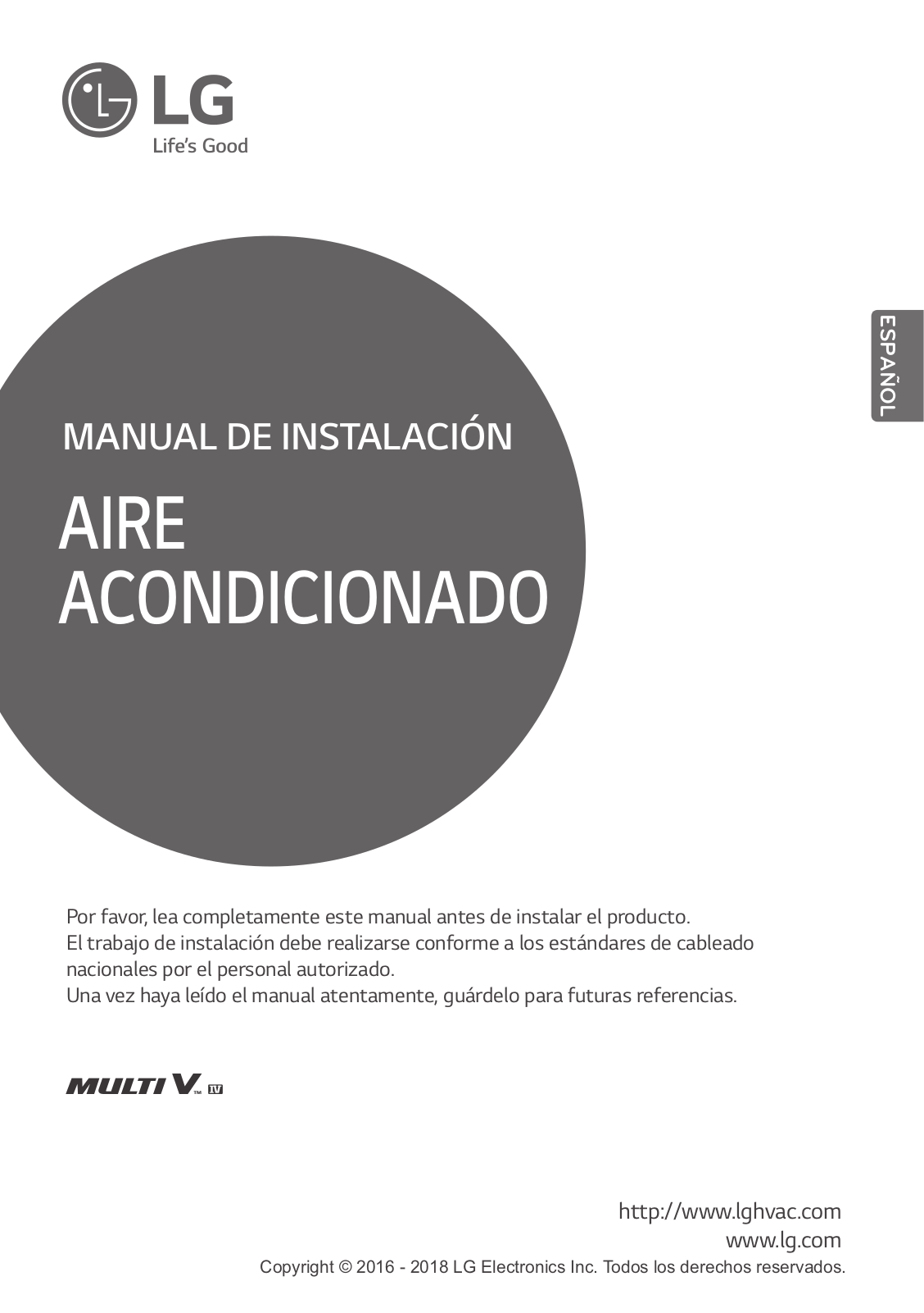 LG ARUB072BTE4 INSTALLATION MANUAL