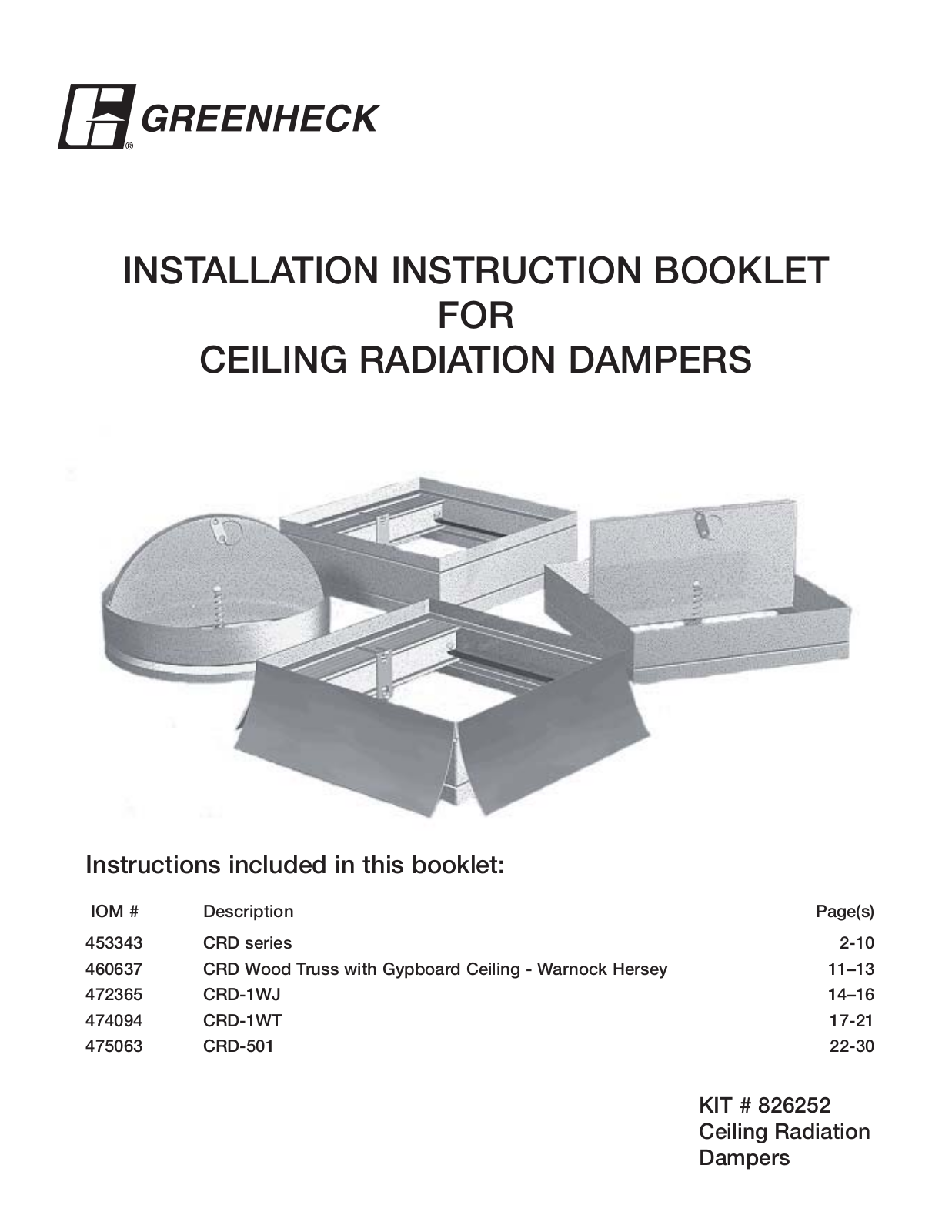 Greenheck Ceiling Radiation Dampers User Manual