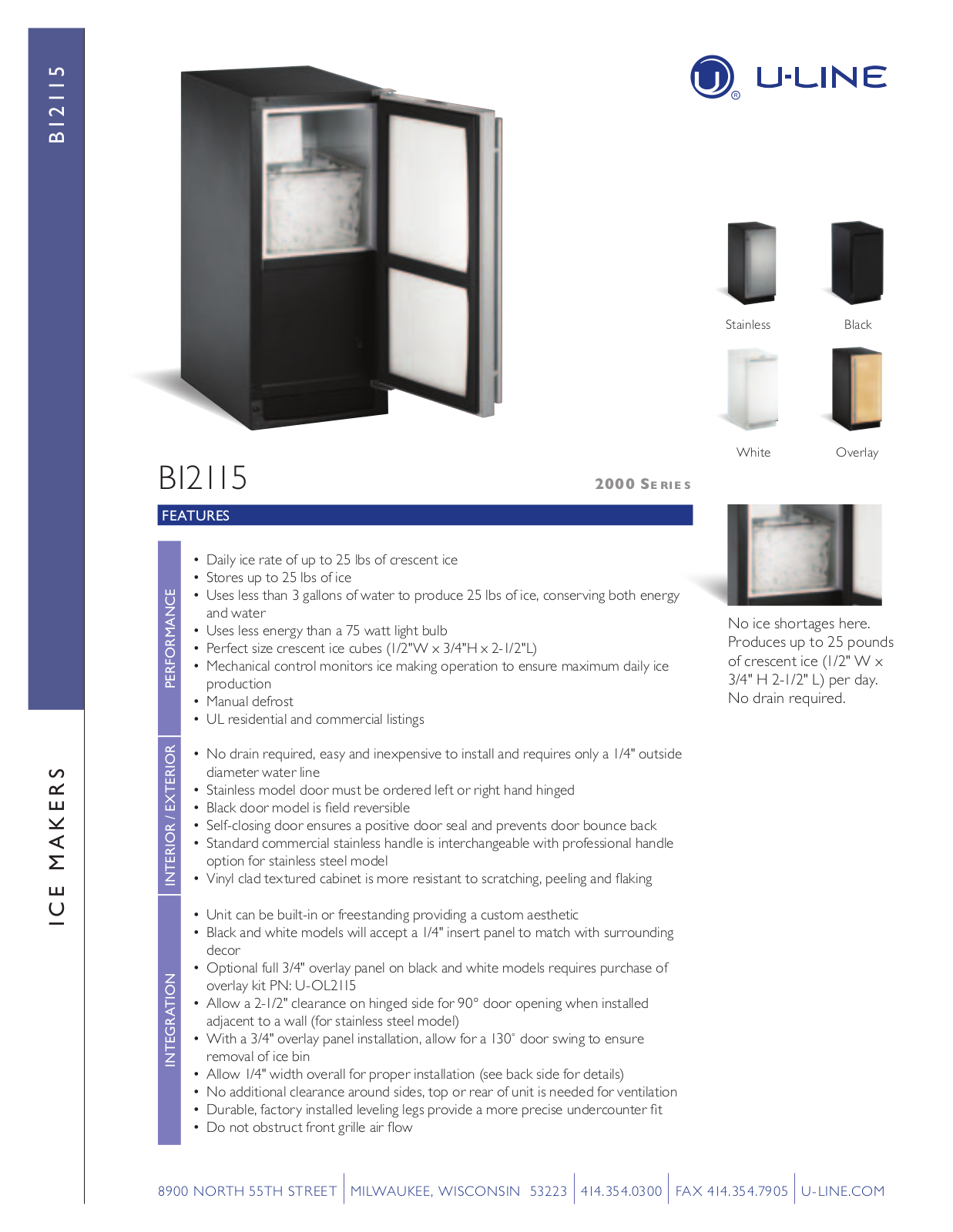 U-Line U-BI2115B-00 User Manual