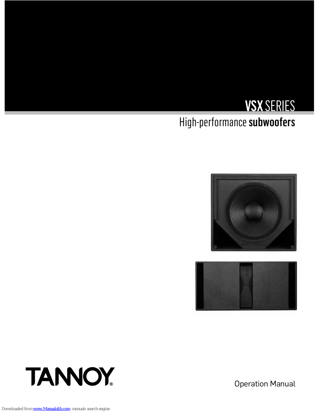 Tannoy VSX 8.2BP, VSX 12.2BP, VSX 15DR, VSX 10BP, VSX 18DR Operation Manual