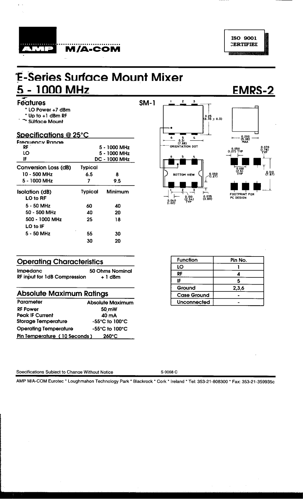 MACOM EMRS-2 Datasheet