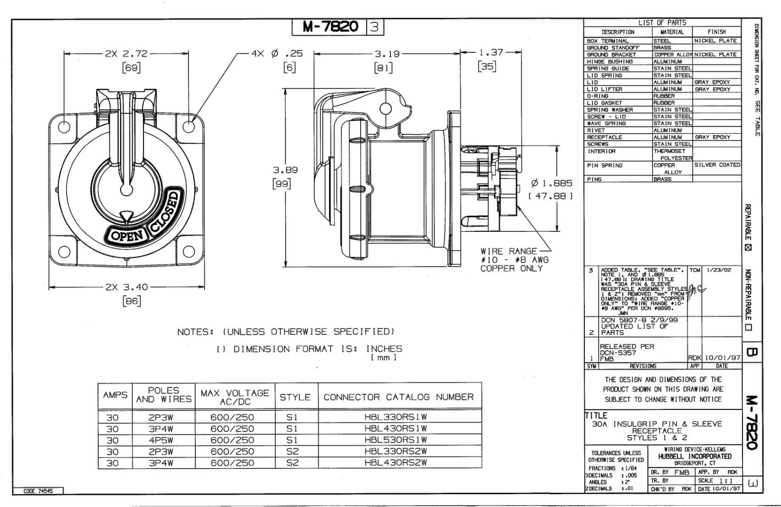 Hubbell HBL330RS1W Reference Drawing