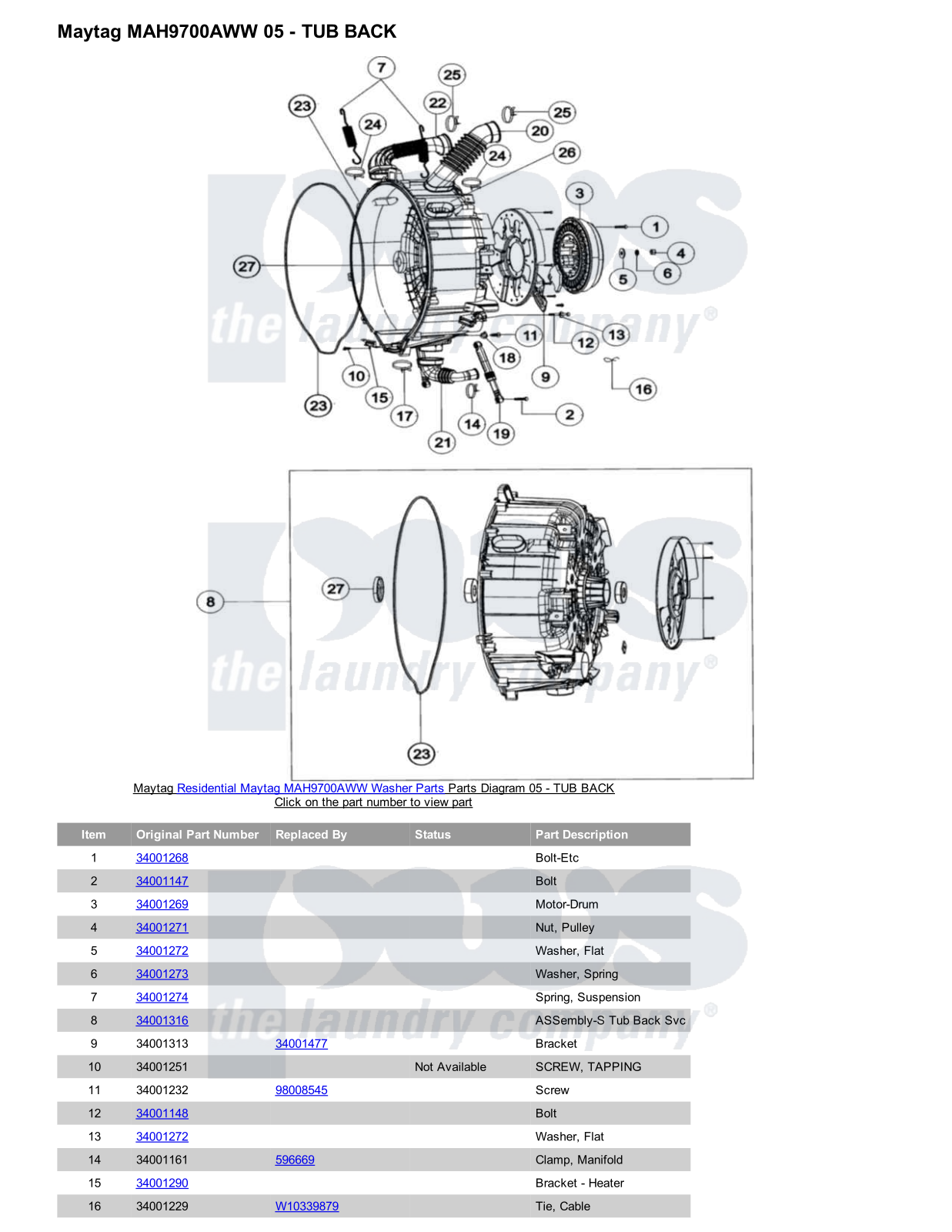 Maytag MAH9700AWW Parts Diagram