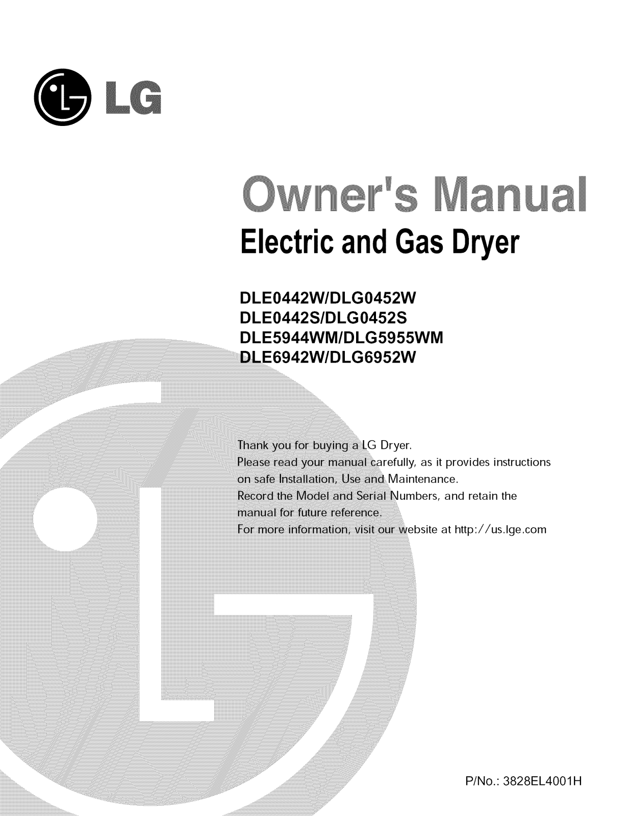 LG DLG6952W, DLG0452W, DLG0452G, DLE0442W01, DLE0442W Owner’s Manual