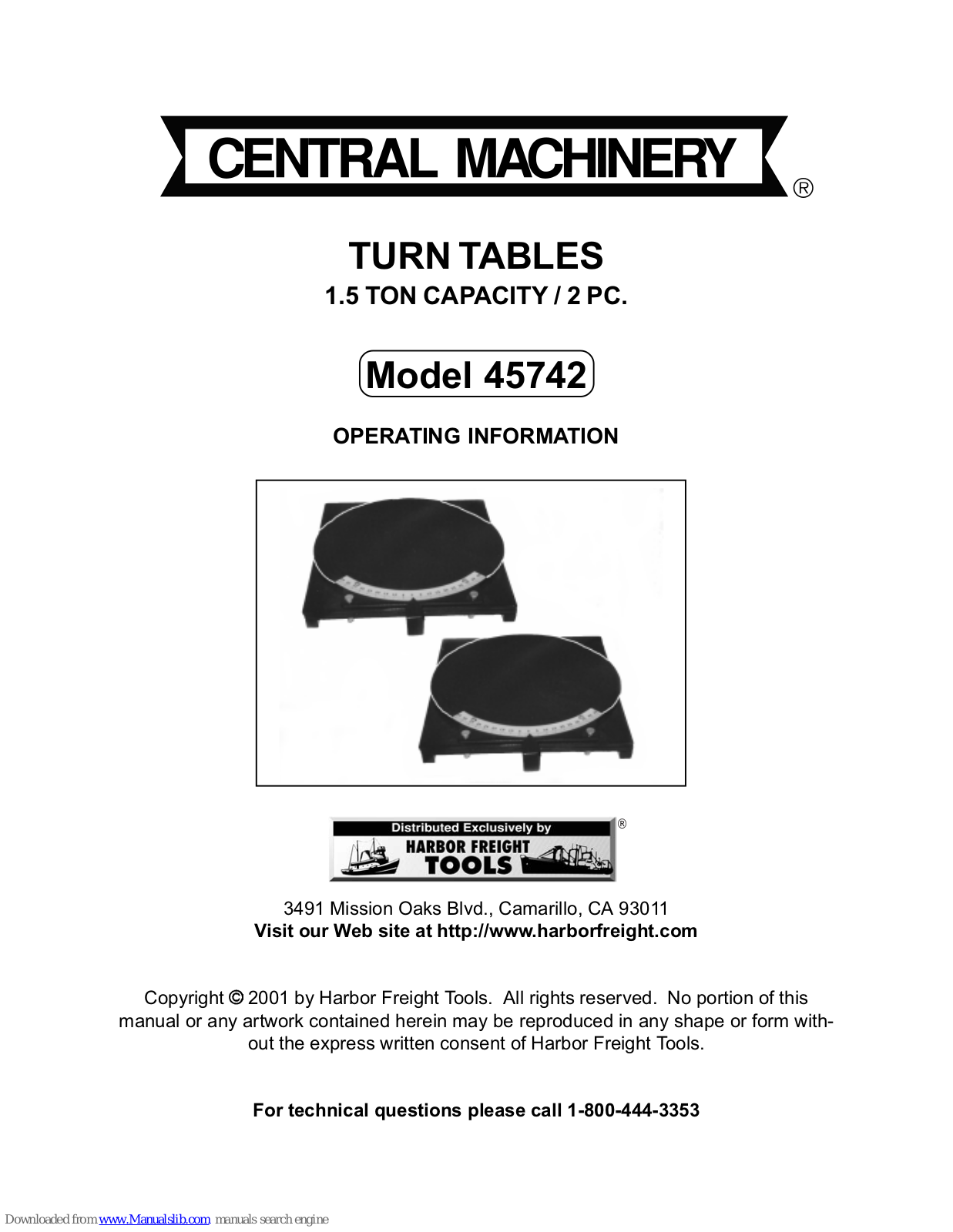 Central Machinery 45742 Operating Information Manual