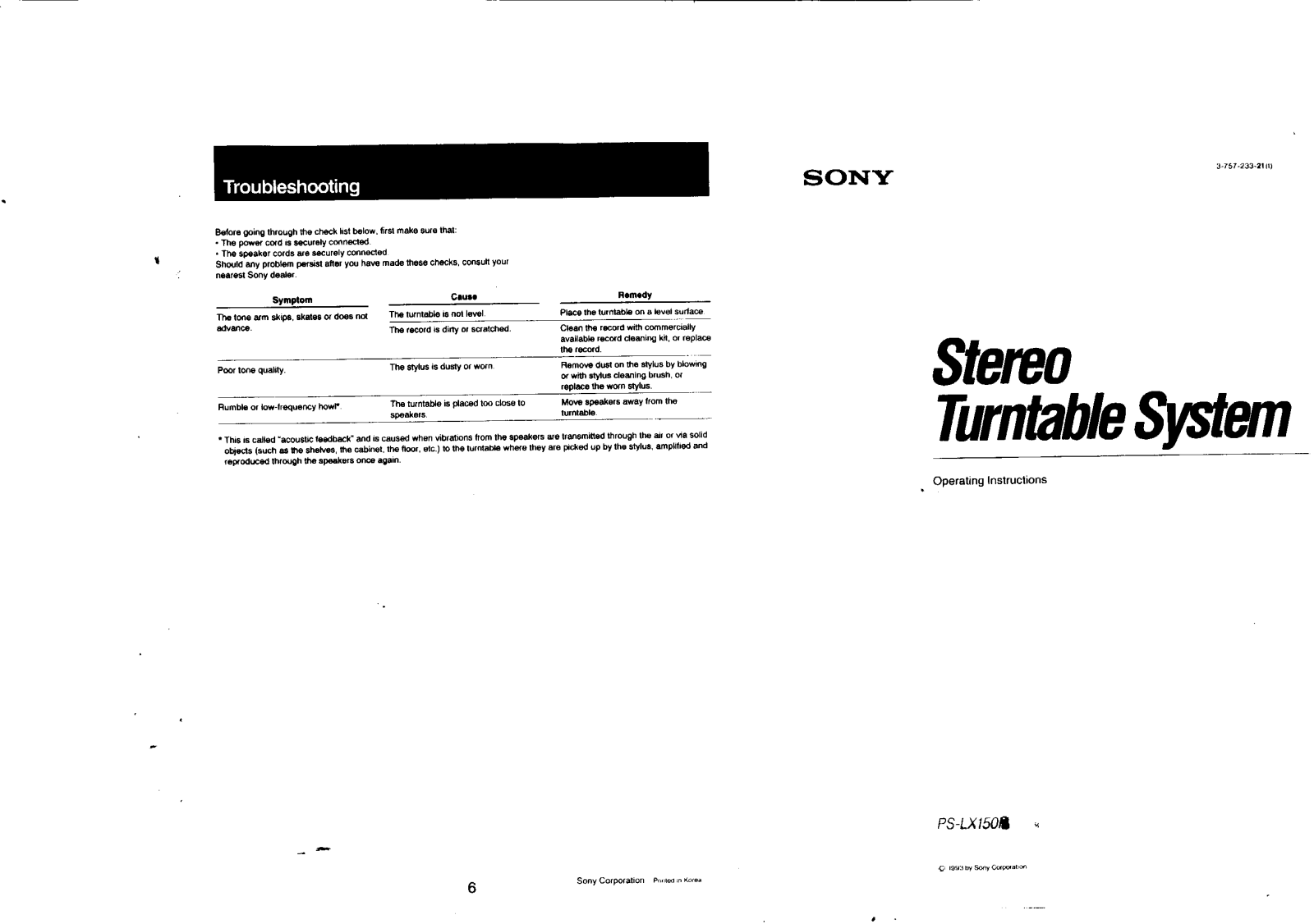 Sony PS-LX150 User Manual