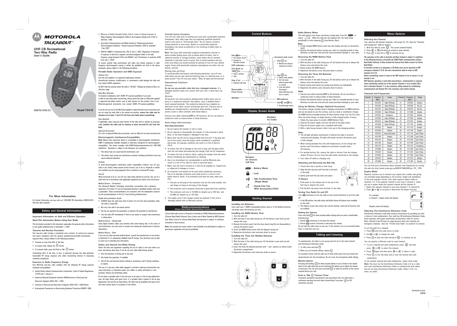 Motorola T5419 User Manual