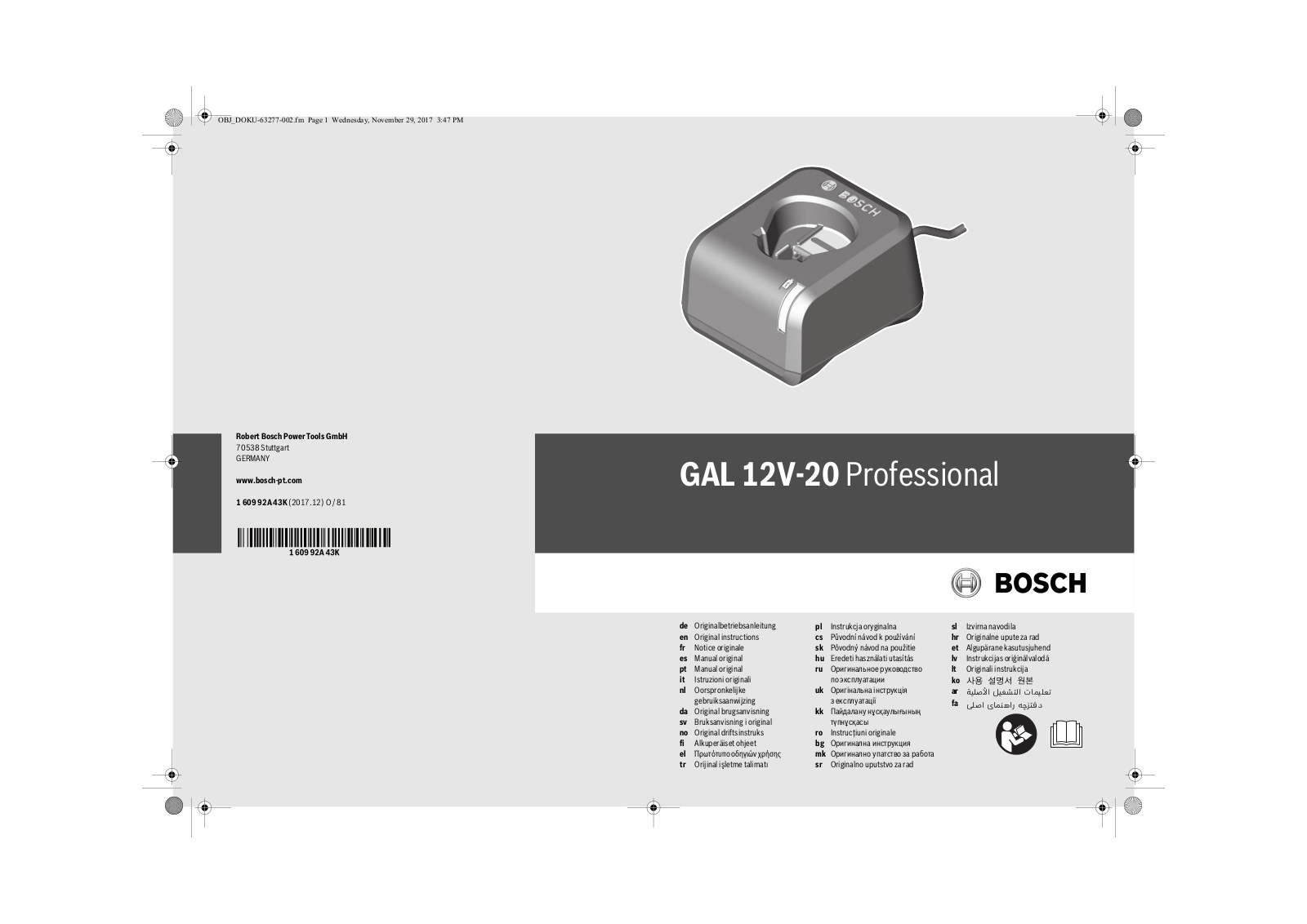 Bosch GAL 12V-20 User Manual