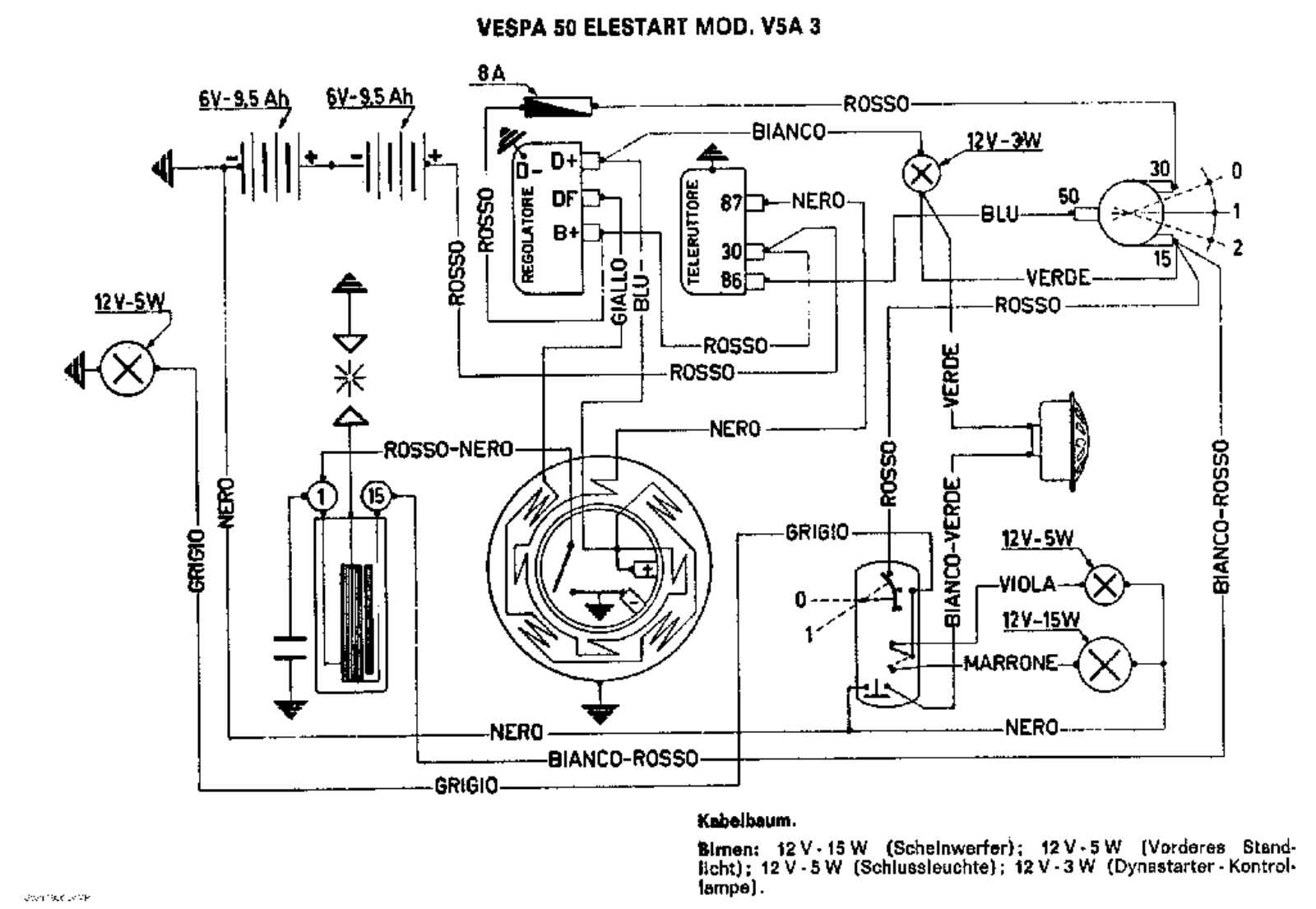 Vespa 50 elestart schematic