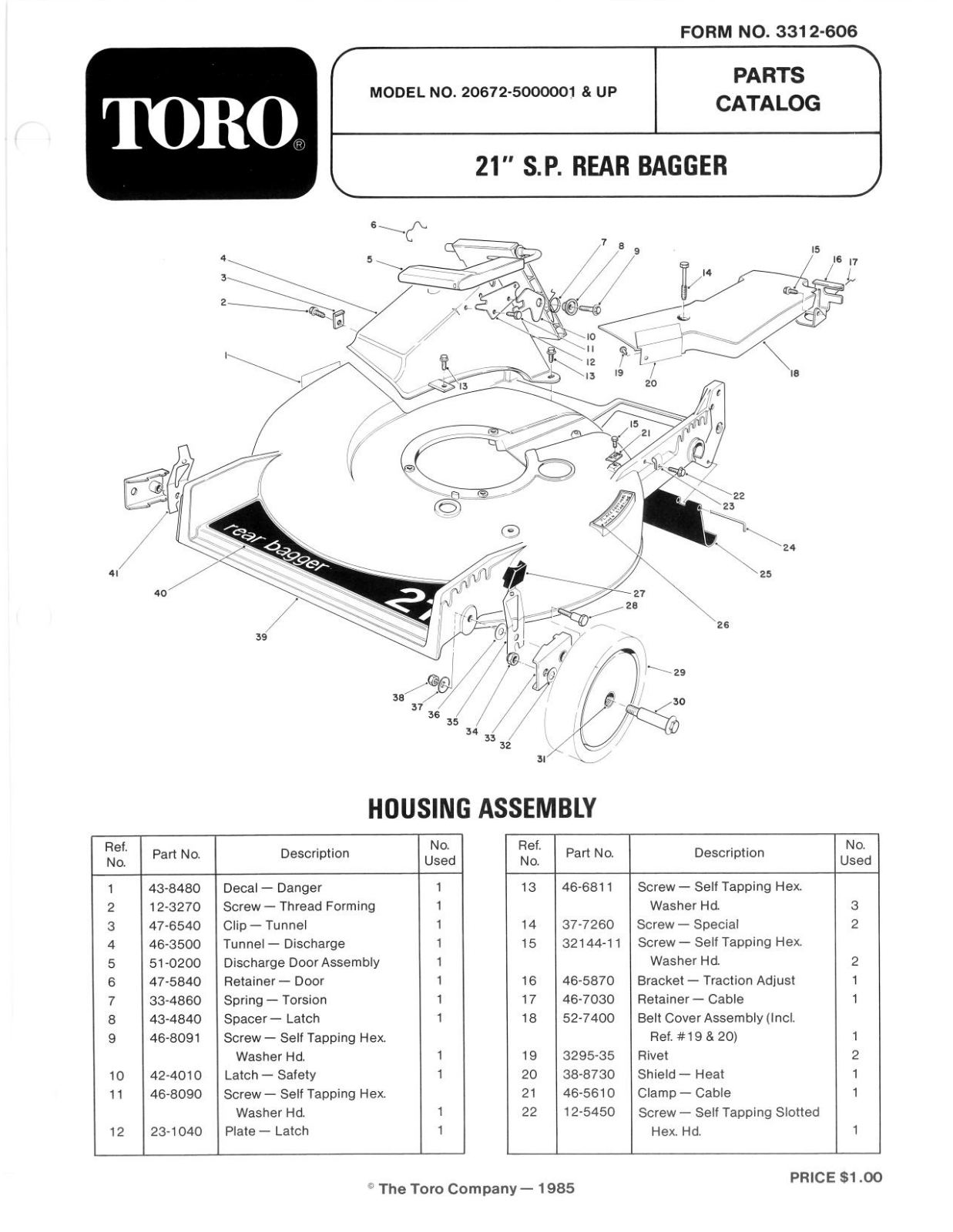 Toro 20672 Parts Catalogue