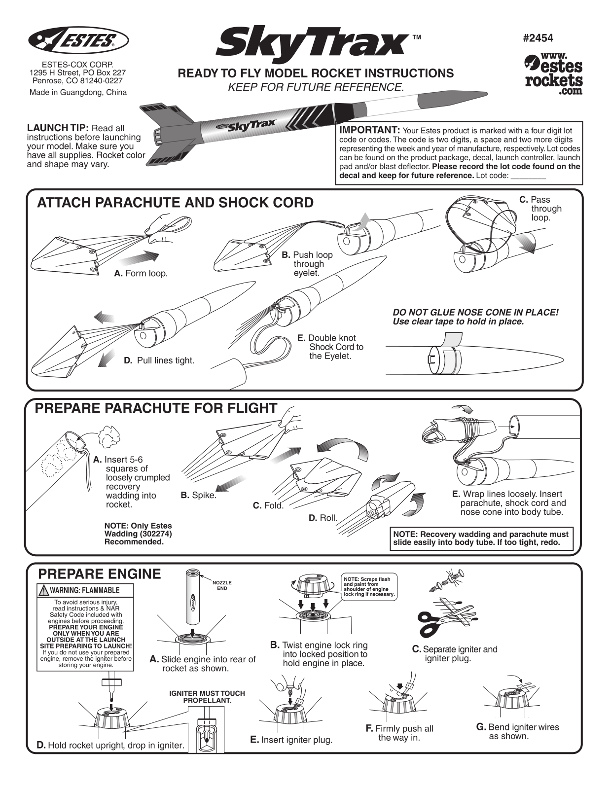 ESTES Sky Trax User Manual