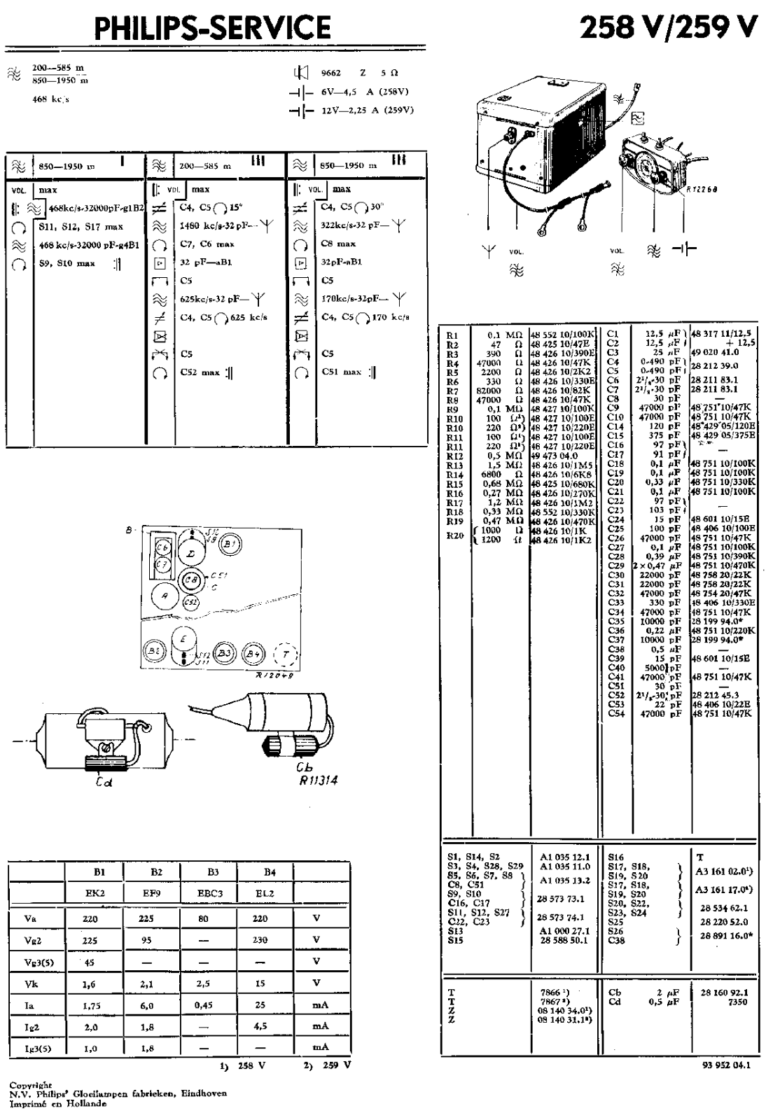 Philips 258-V, 259-V Service Manual