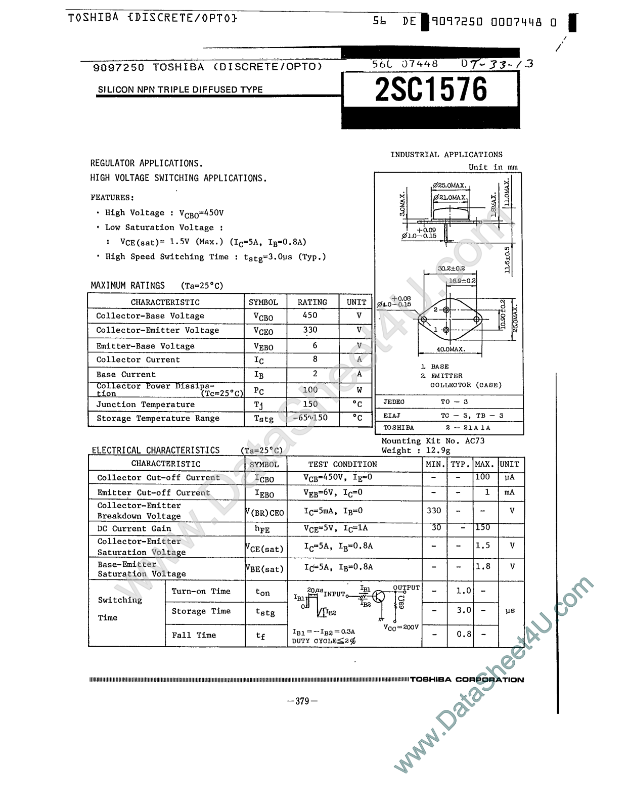 Datasheet 2SC1576 Specification