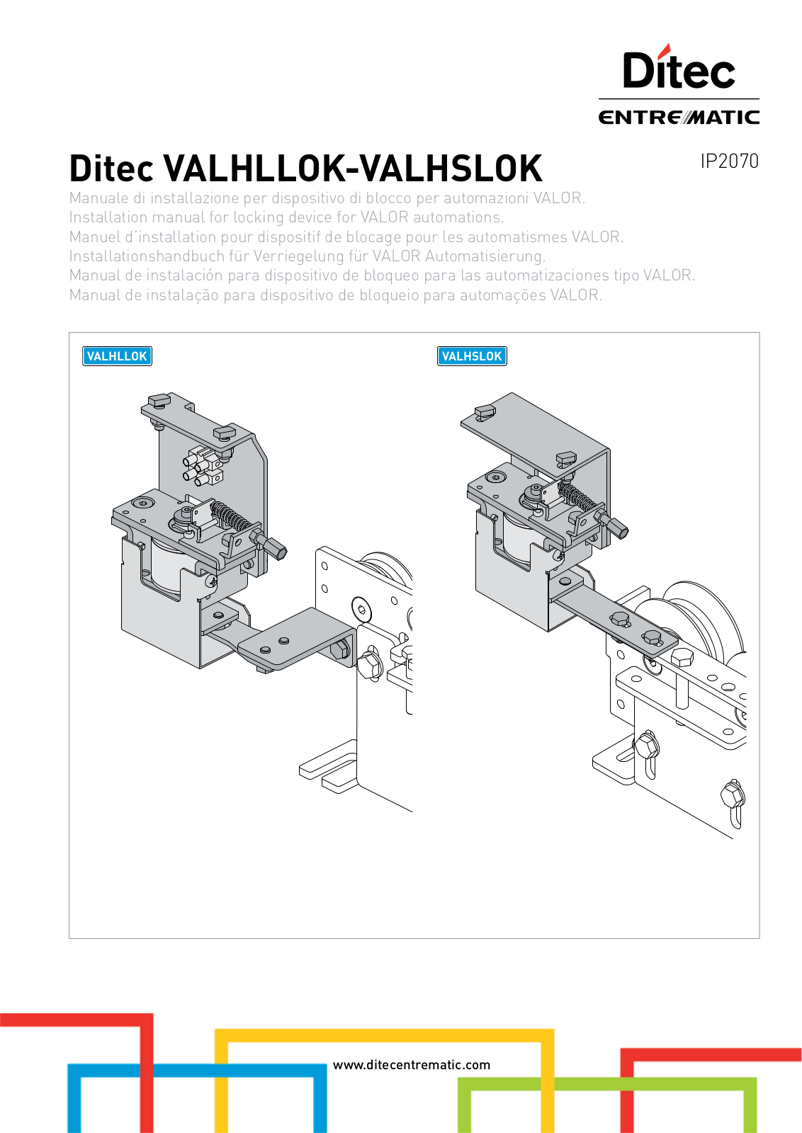 Entrematic Ditec VALHLLOK, Ditec VALHSLOK Installation Manual