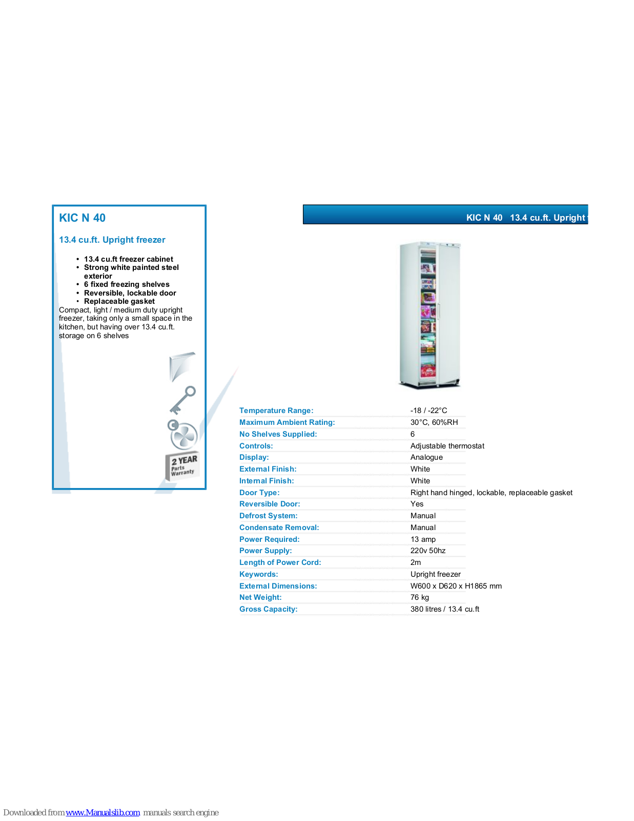 Mondial Elite KIC N 40 Datasheet