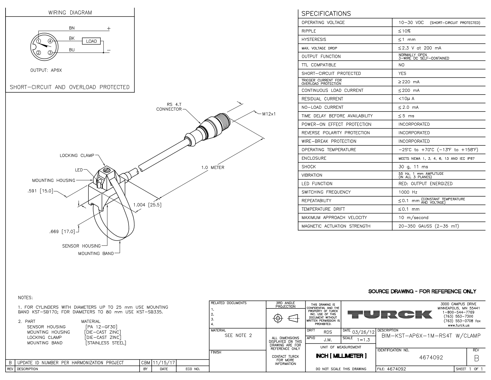 Turck BIM-KST-AP6X-1-RS4TWCLAMP Data Sheet