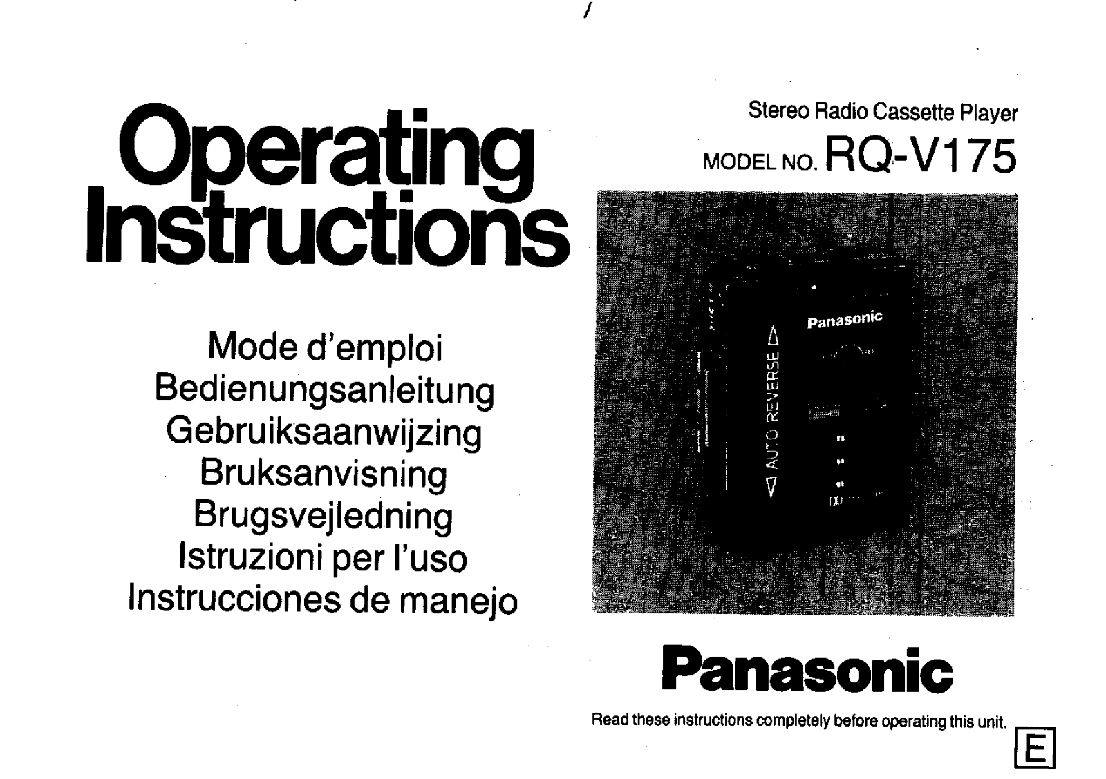 Panasonic RQ-V175 User Manual