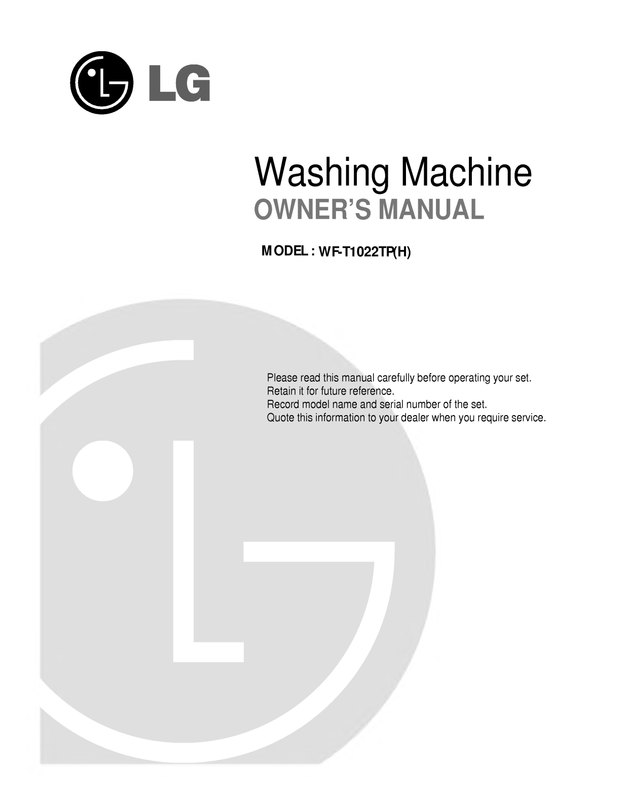 LG WF-T1122TH, WF-T1022TP User Manual