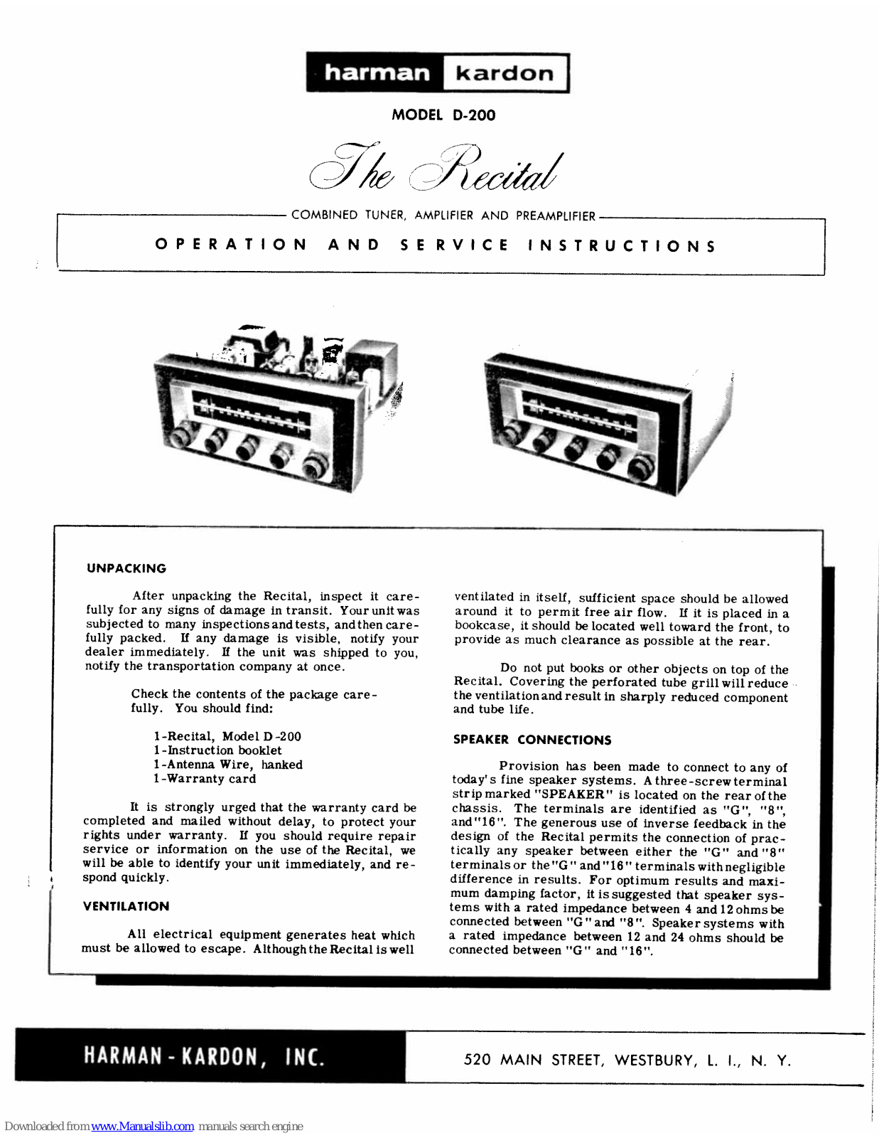 Harman Kardon D200 Service Manual