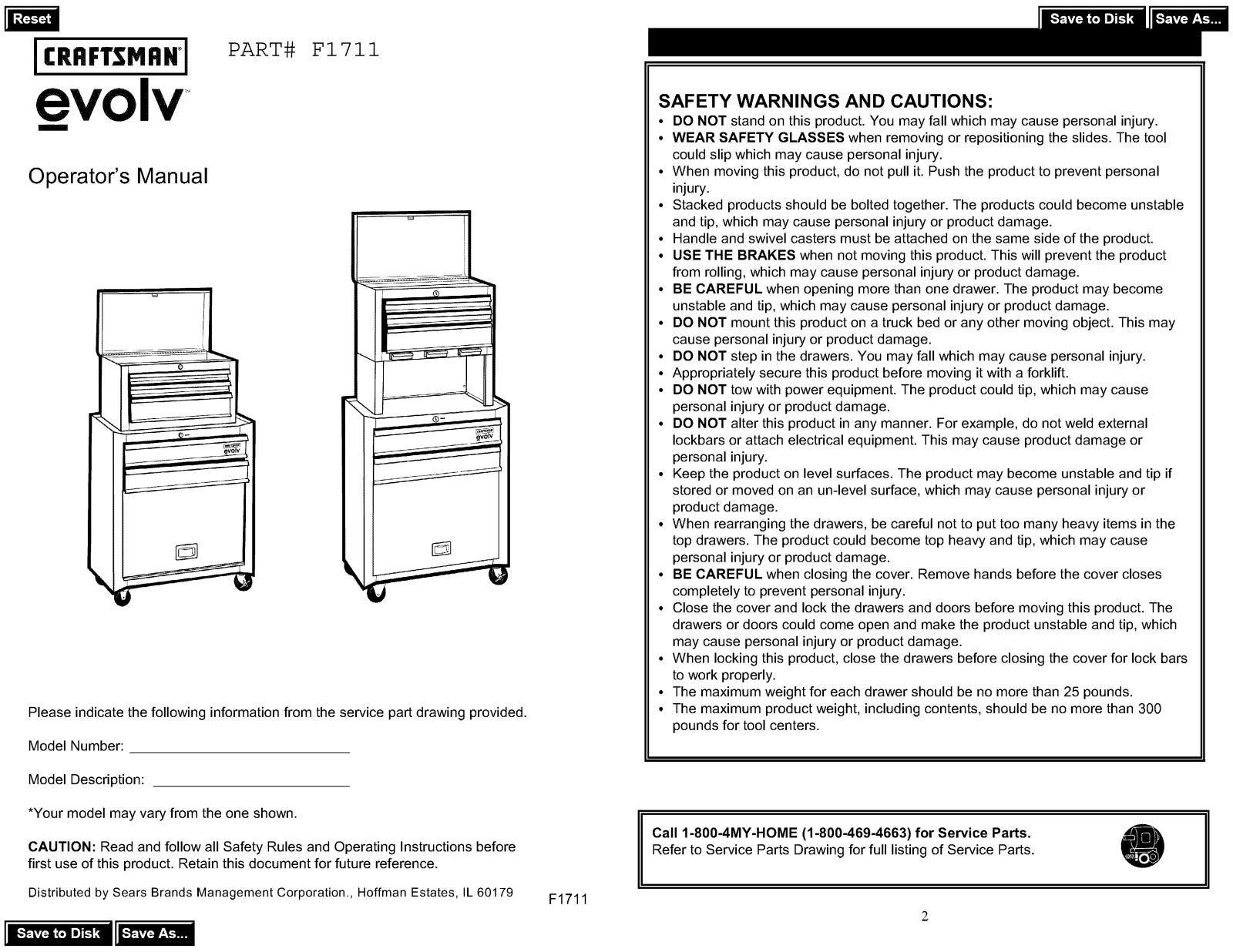 Craftsman 70643101219-43, 70643101219-42, 706422440 Owner’s Manual