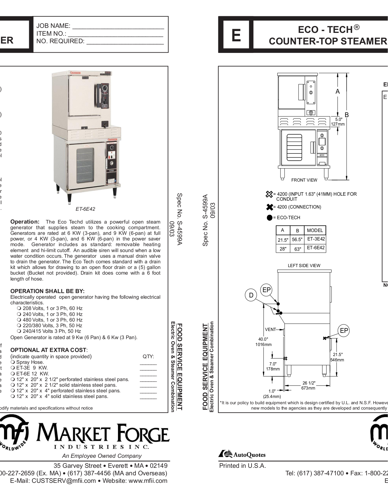 Market Forge ET-3E42 User Manual