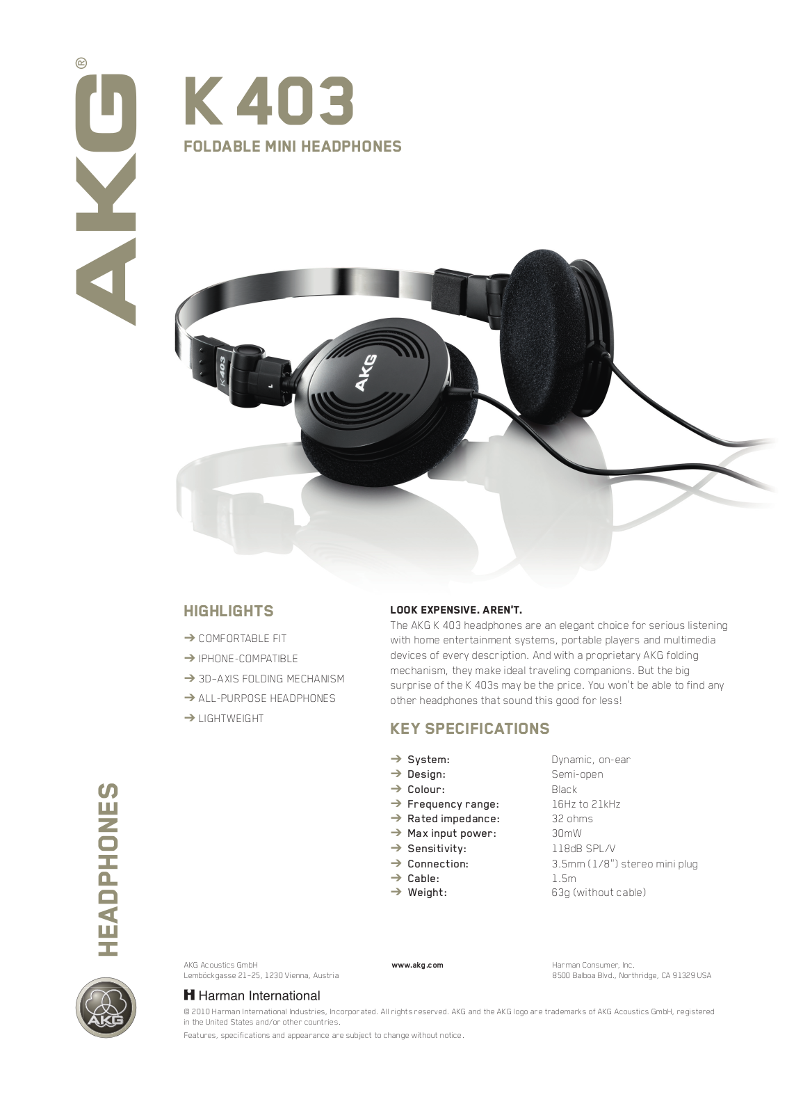 AKG Acoustics K 403 User Manual