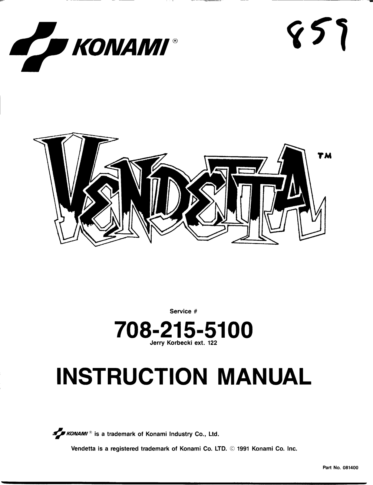 Konami Vendetta User Guide