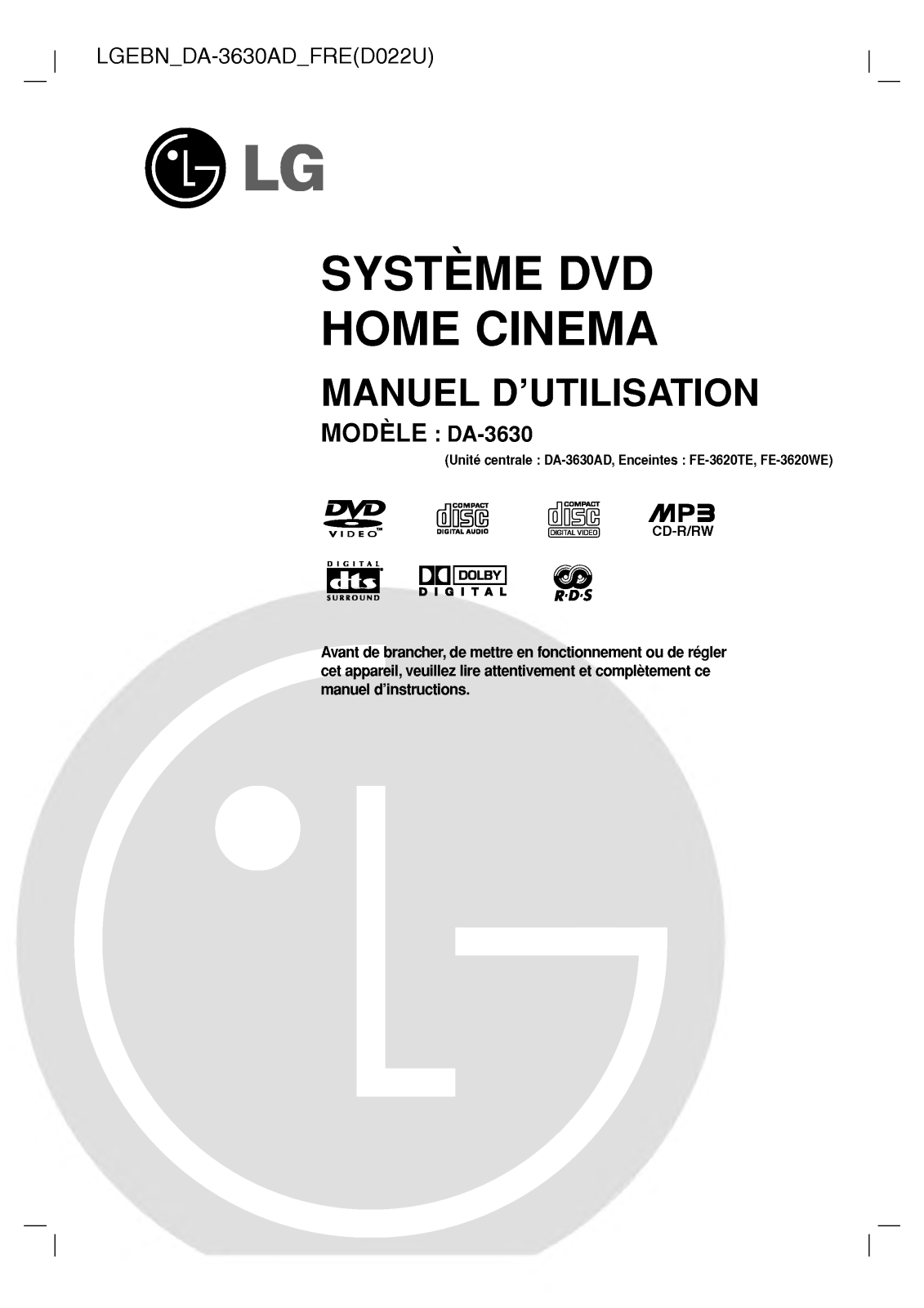 LG DA-3630AD User Manual