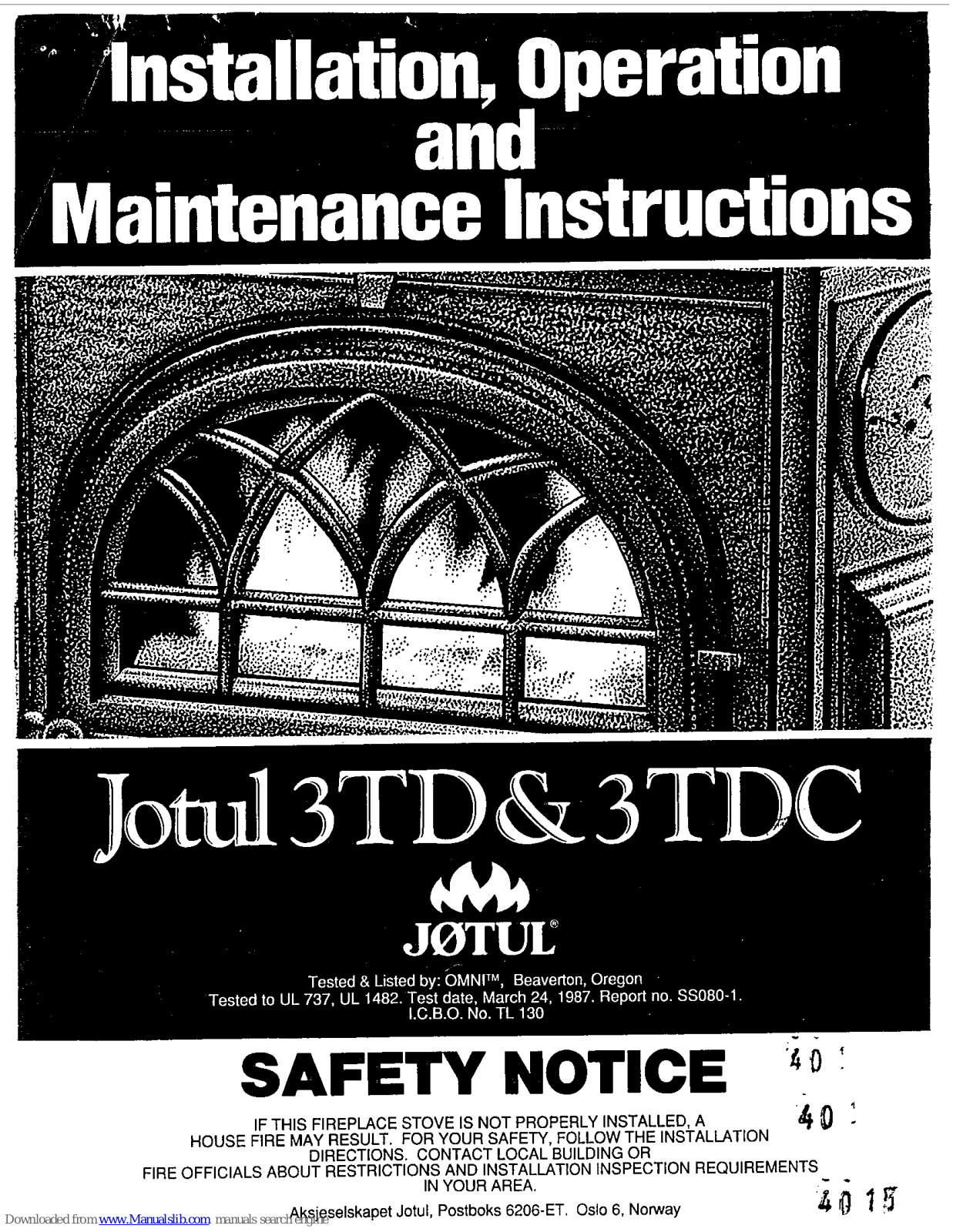 Jøtul 3TD, 3TDC Installation, Operation And Maintanance Manual - ManualMachine.com